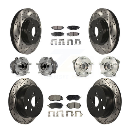 Hub Bearing Coated Disc Brake Rotor Pad Front Rear Kit (10Pc) For Subaru Impreza