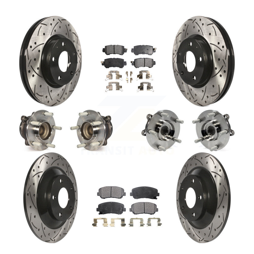 Hub Bearing Coat Brake Rotor Pads Front Rear Kit (10Pc) For 13-15 Mazda CX-5 FWD