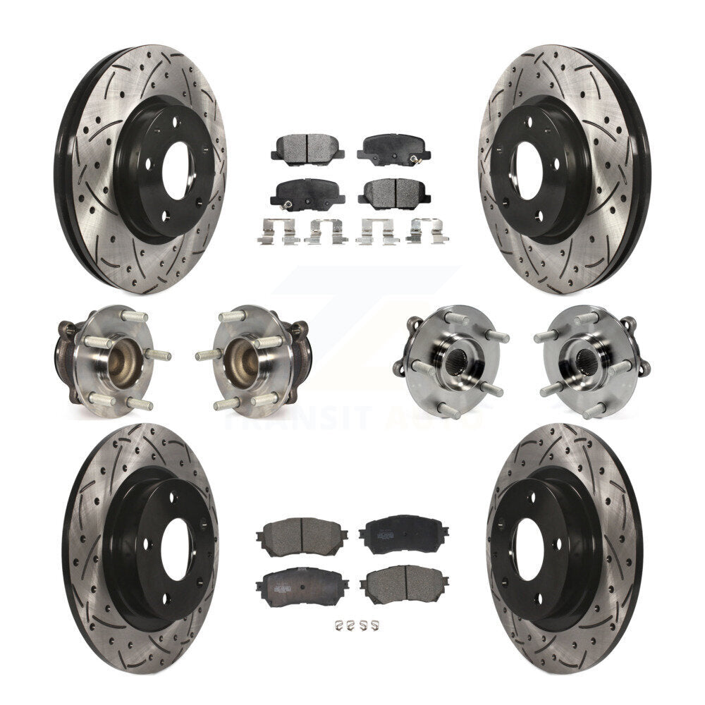 Hub Bearings Coated Disc Brake Rotors And Pads Front Rear Kit (10Pc) For Mazda 6