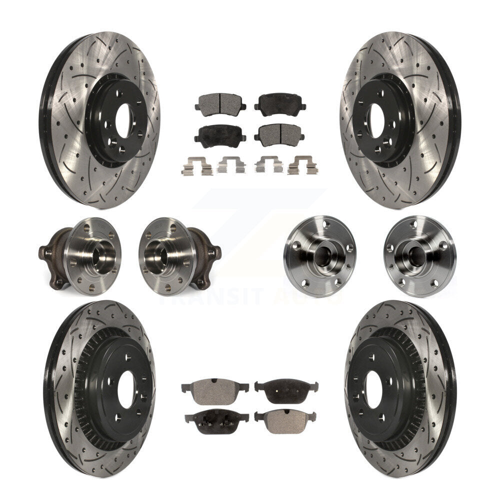Hub Bearing Coat Brake Rotor Pads Front Rear Kit (10Pc) For 10-15 Volvo XC60 AWD