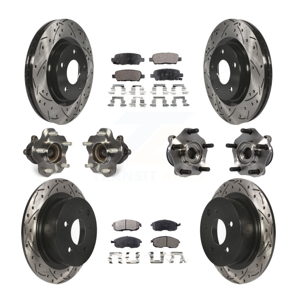 Hub Bearing Coated Disc Brake Rotor Pads Front Rear Kit (10Pc) For Nissan Sentra