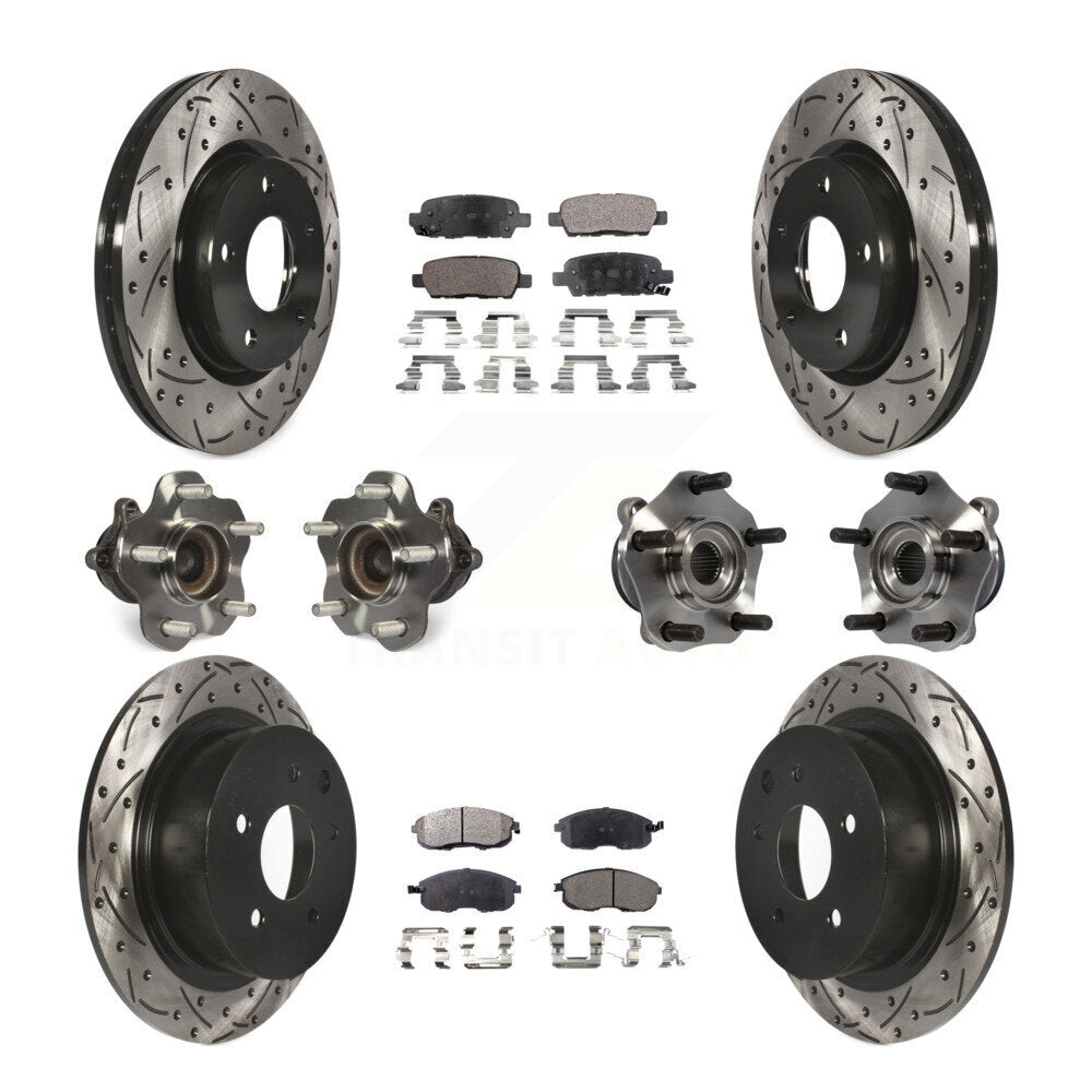 Hub Bearing Coated Disc Brake Rotor Pads Front Rear Kit (10Pc) For Nissan Sentra