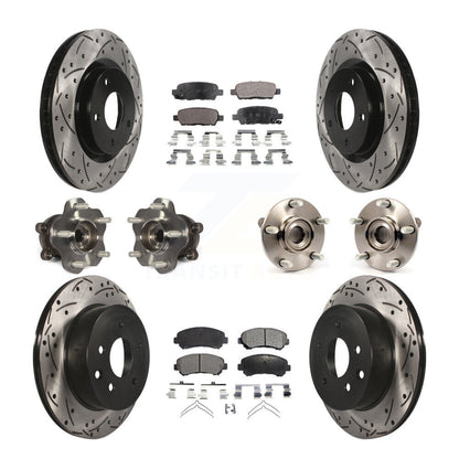 Hub Bearing Coated Brake Rotor Pad Front Rear Kit (10Pc) For Nissan Rogue Select