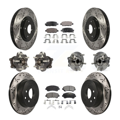 Hub Bearing Coated Disc Brake Rotor & Pads Front Rear Kit (10Pc) For Nissan Juke