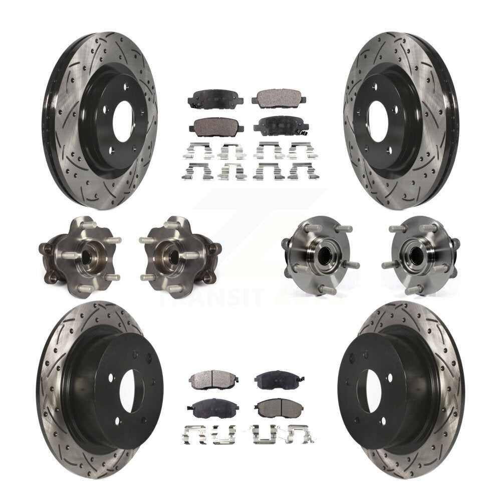 Hub Bearing Coated Disc Brake Rotor & Pads Front Rear Kit (10Pc) For Nissan Juke