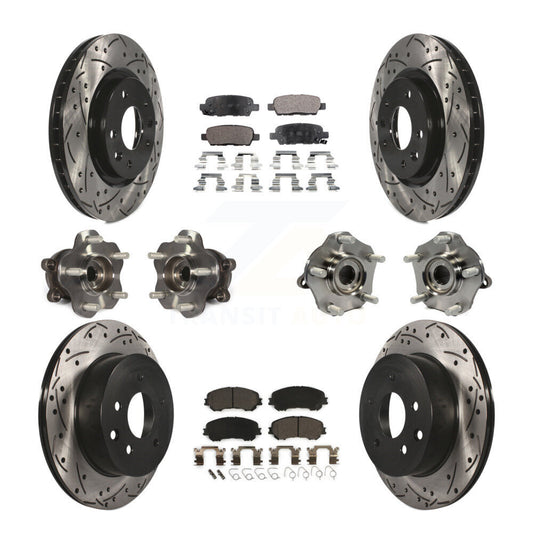 Hub Bearing Coated Brake Rotor Pads Front Rear Kit (10Pc) For Nissan Rogue Sport