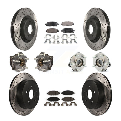 Hub Bearing Coated Brake Rotor & Pad Front Rear Kit (10Pc) For Nissan Pathfinder