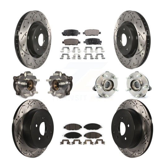 Hub Bearing Coated Brake Rotor & Pad Front Rear Kit (10Pc) For Nissan Pathfinder