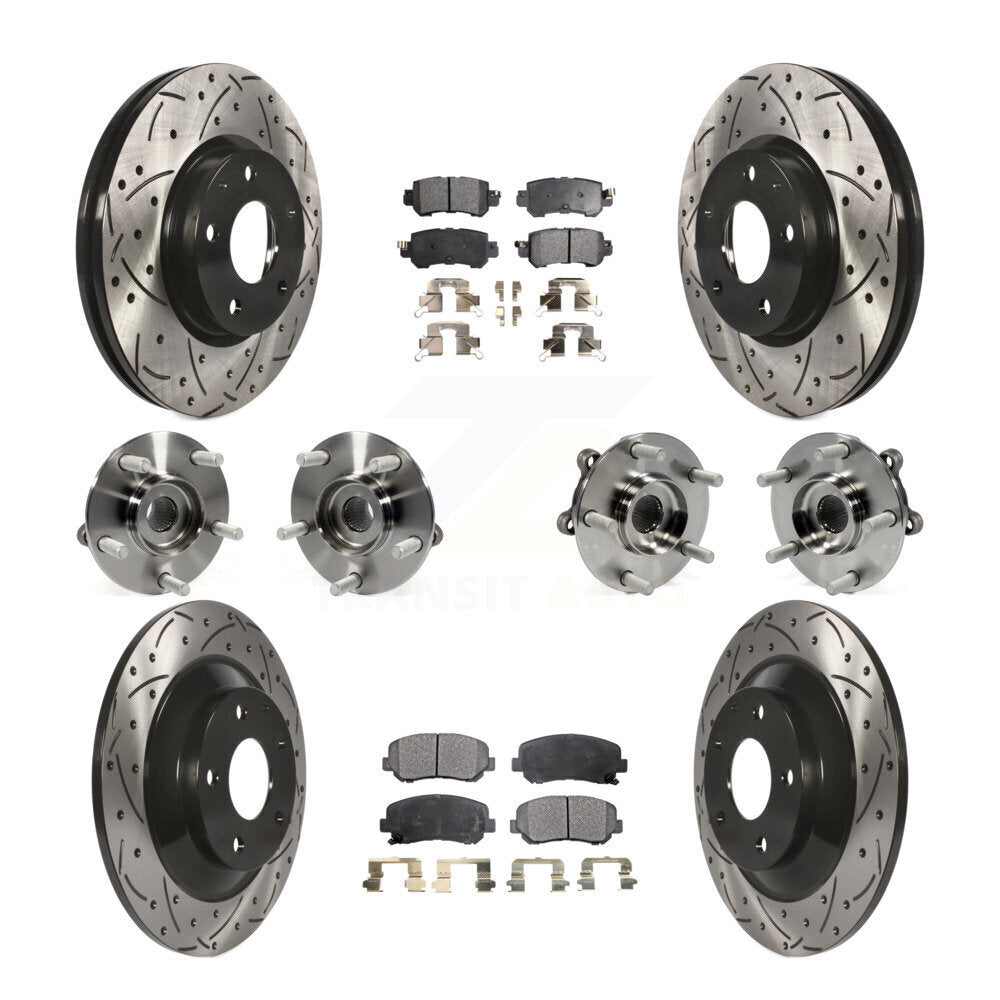 Hub Bearing Coat Brake Rotor Pads Front Rear Kit (10Pc) For 13-15 Mazda CX-5 AWD
