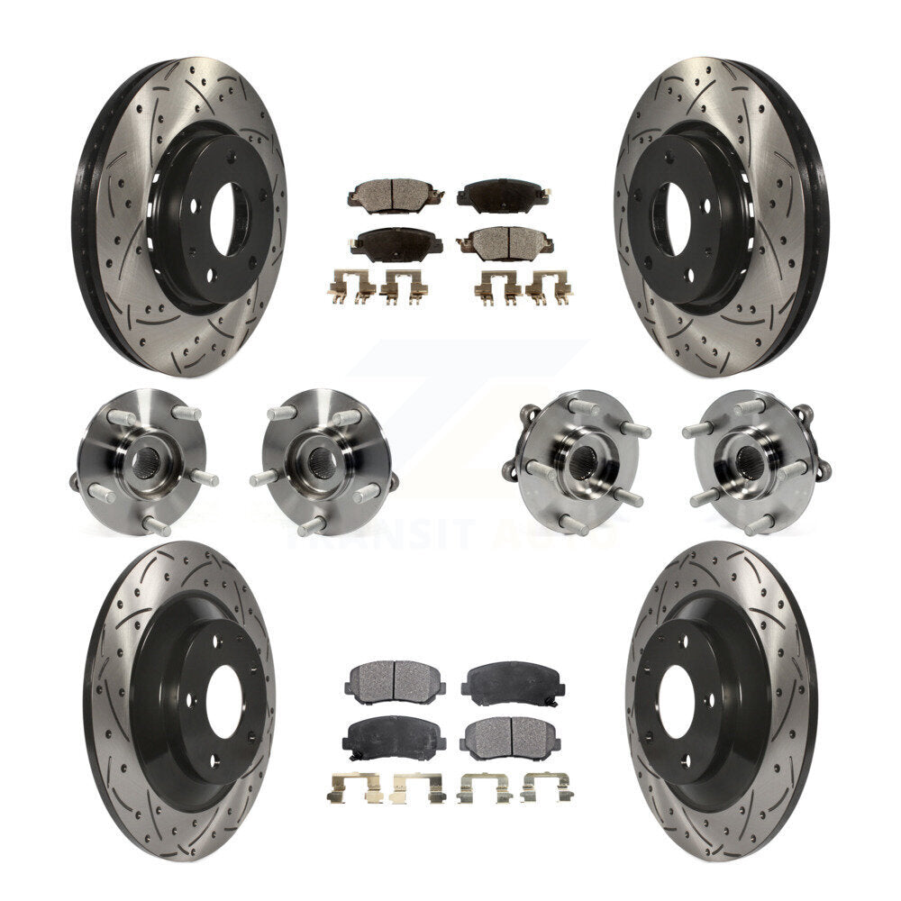 Hub Bearing Coated Disc Brake Rotor And Pad Front Rear Kit (10Pc) For Mazda CX-5