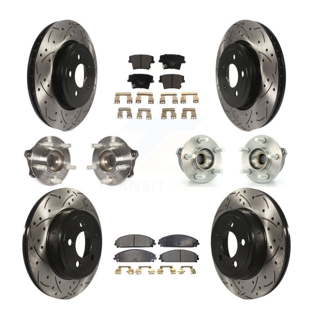 Hub Bearing Coated Brake Rotor & Pad Front Rear Kit (10Pc) For Dodge Charger 300