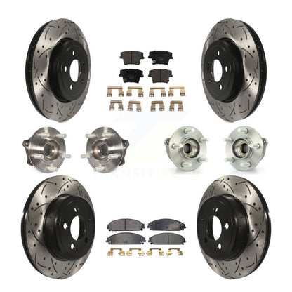 Hub Bearing Coated Brake Rotor & Pad Front Rear Kit (10Pc) For Dodge Charger 300