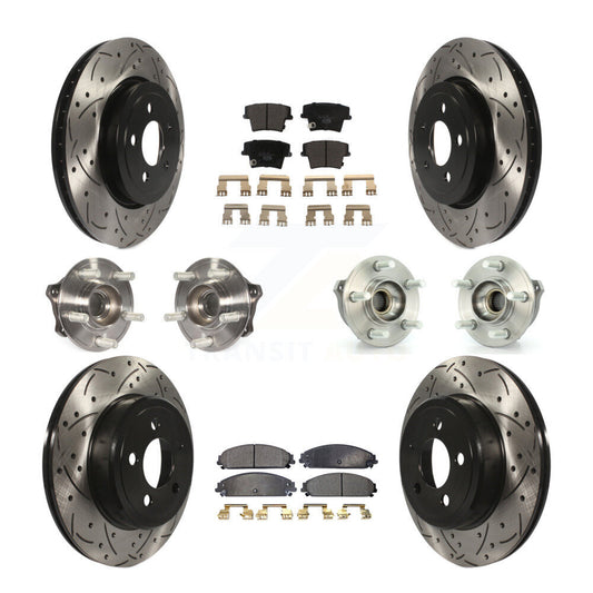 Hub Bearing Coated Brake Rotor & Pad Front Rear Kit (10Pc) For Dodge Charger 300