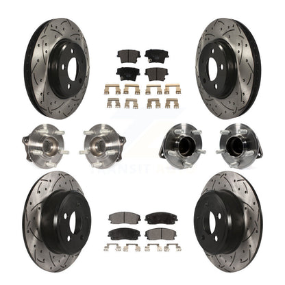 Hub Bearing Coated Brake Rotor & Pad Front Rear Kit (10Pc) For Dodge Charger 300