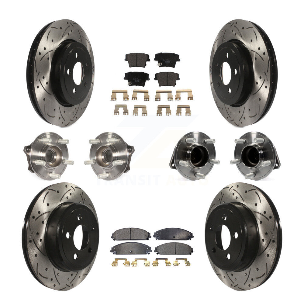 Hub Bearing Coated Brake Rotor & Pad Front Rear Kit (10Pc) For Dodge Charger 300