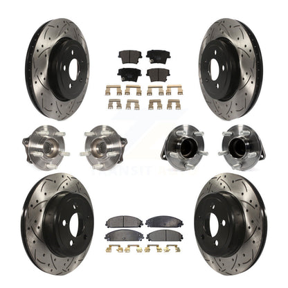 Hub Bearing Coated Brake Rotor & Pad Front Rear Kit (10Pc) For Dodge Charger 300