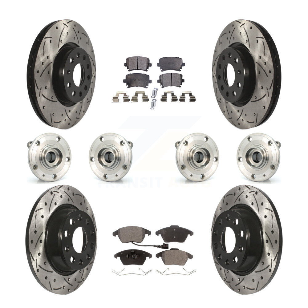 Hub Bearing Coat Brake Rotor Pads Front Rear Kit (10Pc) For Volkswagen Passat CC