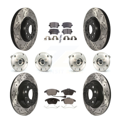 Hub Bearing Coat Brake Rotor Pads Front Rear Kit (10Pc) For Volkswagen Passat CC
