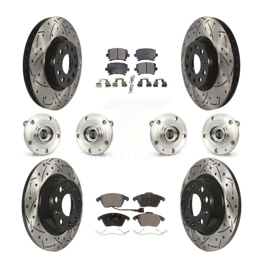 Hub Bearing Coat Brake Rotor Pads Front Rear Kit (10Pc) For Volkswagen Passat CC