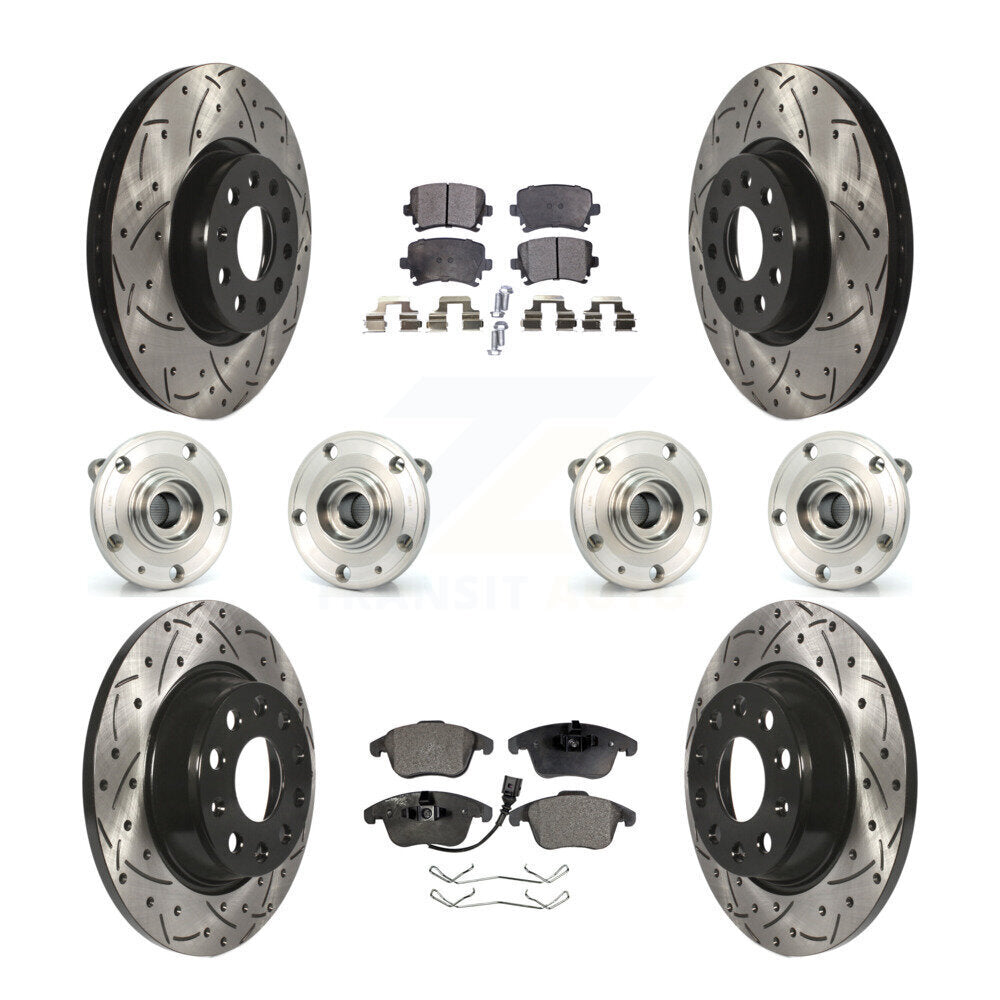 Hub Bearing Coat Brake Rotor Pads Front Rear Kit (10Pc) For Volkswagen Tiguan Q3