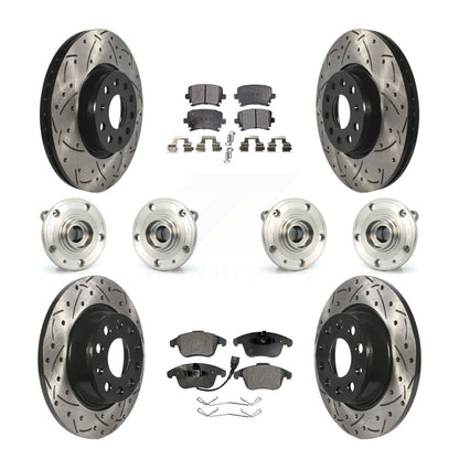 Hub Bearing Coat Brake Rotor Pads Front Rear Kit (10Pc) For Volkswagen Tiguan Q3