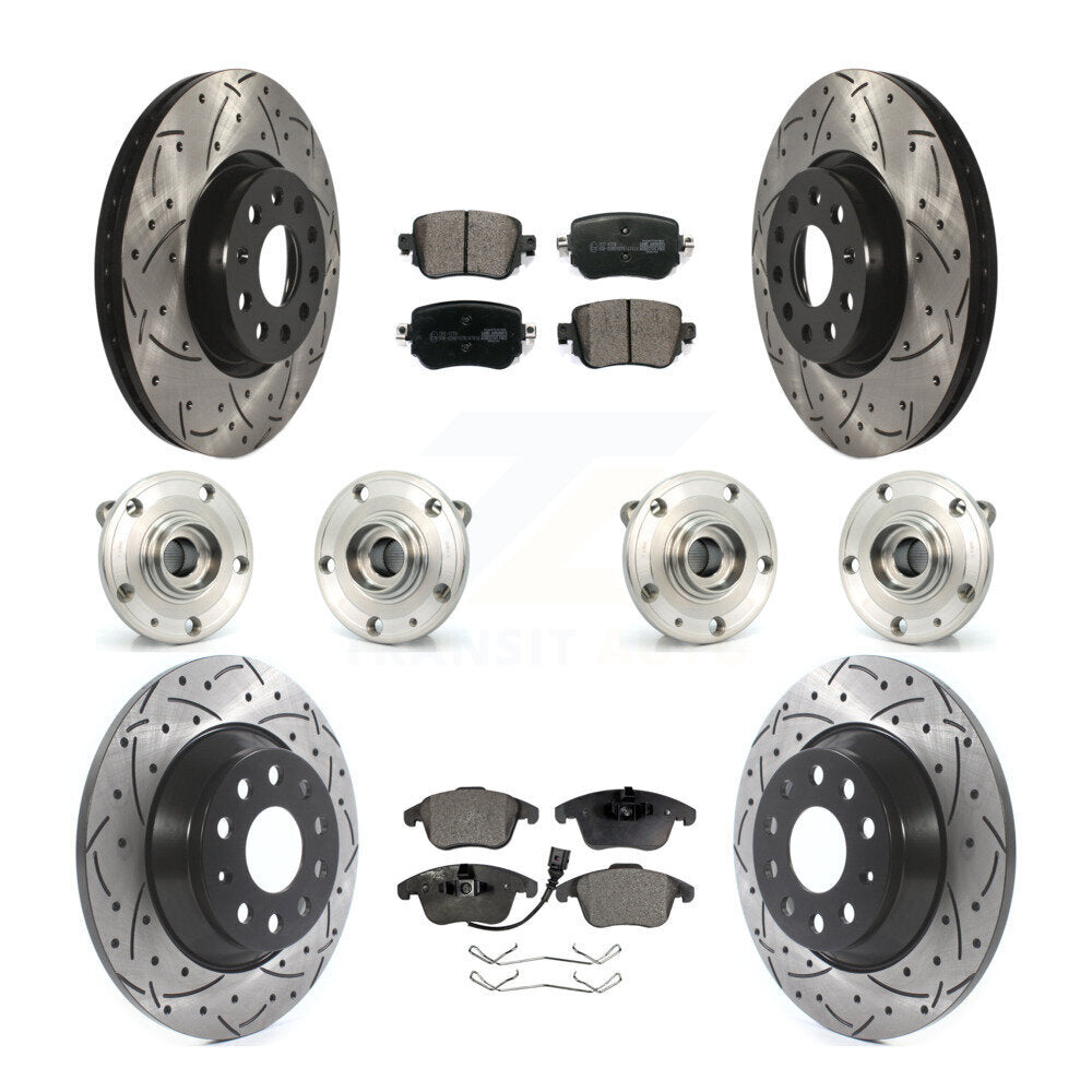Hub Bearing Coated Brake Rotor And Pad Front Rear Kit (10Pc) For Audi Q3 Quattro