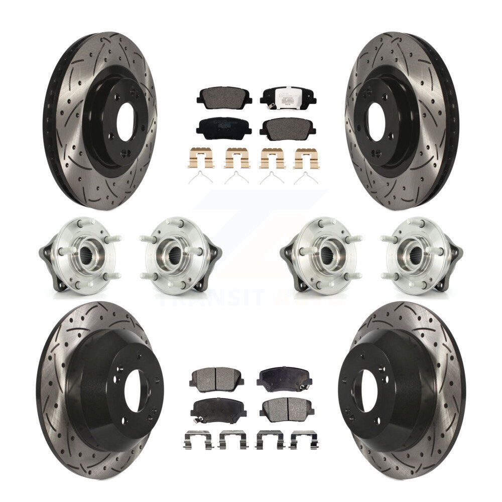 Hub Bearing Coat Brake Rotor Pad Front Rear Kit (10Pc) For 14-15 Kia Sorento AWD
