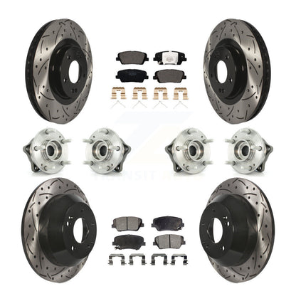 Hub Bearing Coat Brake Rotor Pad Front Rear Kit (10Pc) For 14-15 Kia Sorento AWD