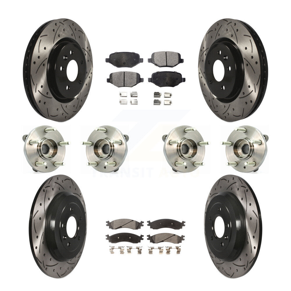 Hub Bearing Coat Brake Rotor Pad Front Rear Kit (10Pc) For 10-12 Ford Taurus SHO