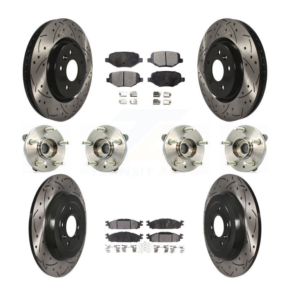 Hub Bearing Coat Brake Rotor Pads Front Rear Kit (10Pc) For Ford Flex Taurus MKT