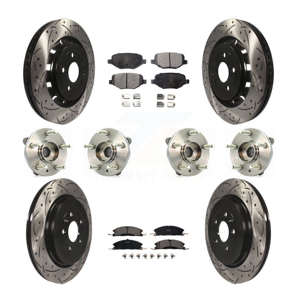 Hub Bearing Coat Brake Rotor Pad Front Rear Kit (10Pc) For Ford Flex Lincoln MKT