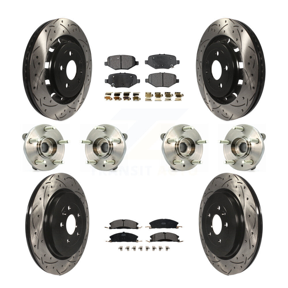 Hub Bearing Coat Brake Rotor Pads Front Rear Kit (10Pc) For Ford Flex Taurus MKS