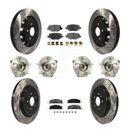 Hub Bearing Coat Brake Rotor Pads Front Rear Kit (10Pc) For Ford Flex Taurus MKS