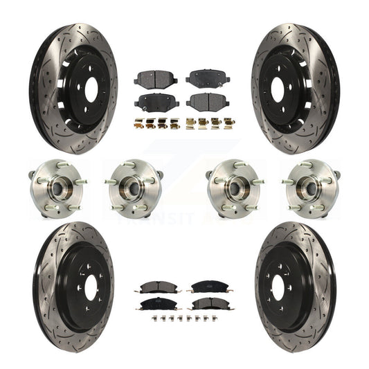 Hub Bearing Coat Brake Rotor Pads Front Rear Kit (10Pc) For Ford Flex Taurus MKS