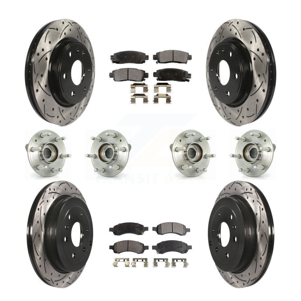 Hub Bearing Coated Brake Rotor & Pads Front Rear Kit (10Pc) For GMC Acadia Buick