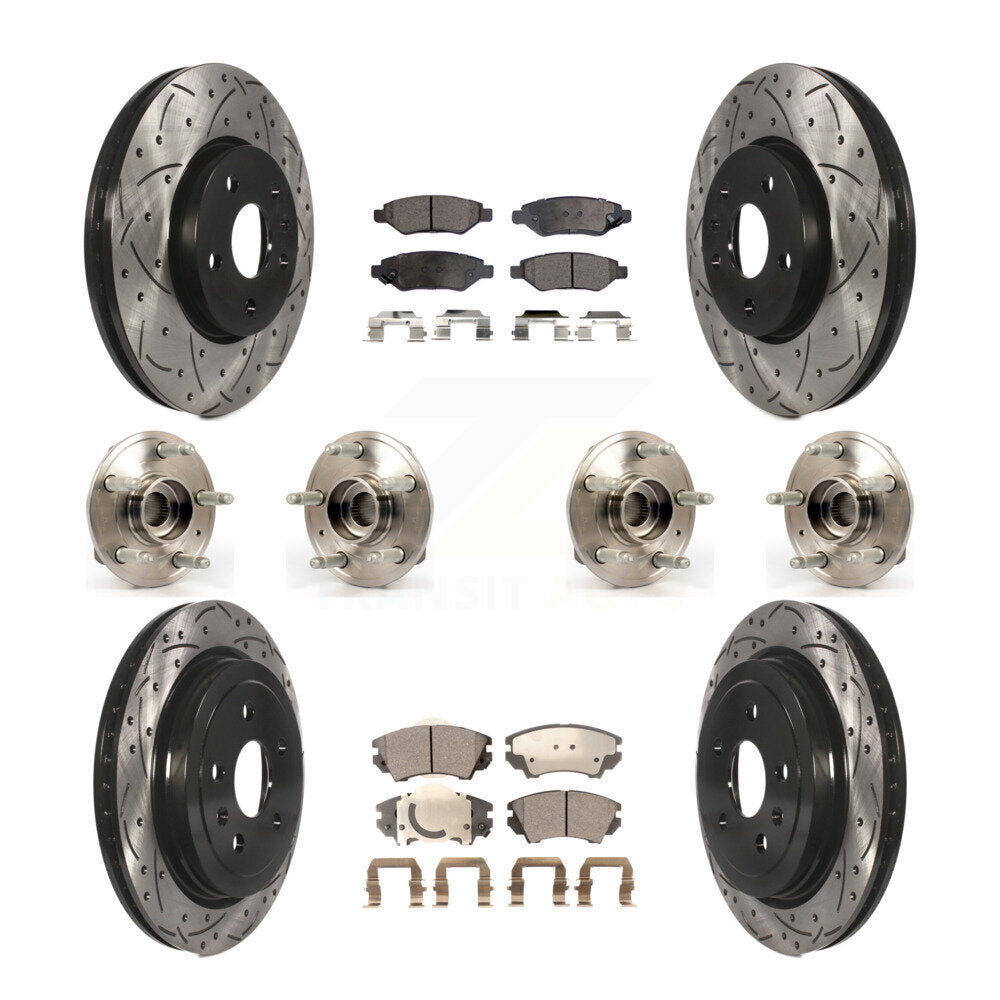 Hub Bearing Coated Brake Rotor & Pads Front Rear Kit (10Pc) For Chevrolet Camaro