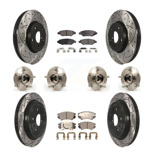 Hub Bearing Coated Brake Rotor & Pads Front Rear Kit (10Pc) For Chevrolet Camaro