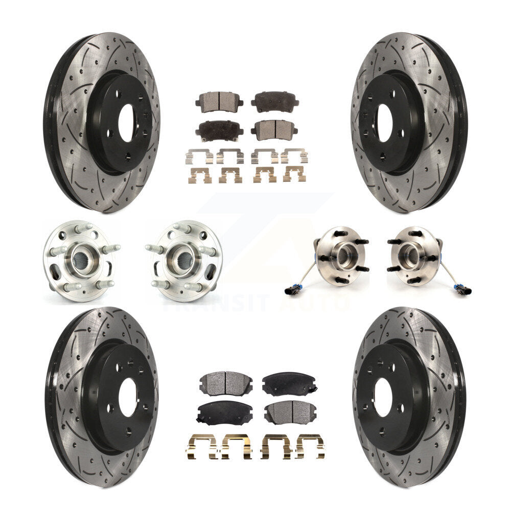 Hub Bearing Coated Brake Rotor & Pad Front Rear Kit (10Pc) For 2010 Buick Allure
