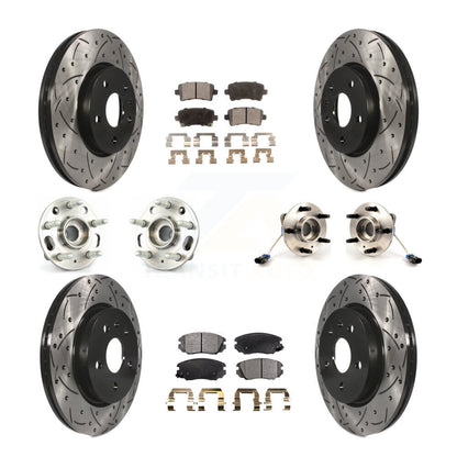 Hub Bearing Coated Brake Rotor & Pad Front Rear Kit (10Pc) For 2010 Buick Allure