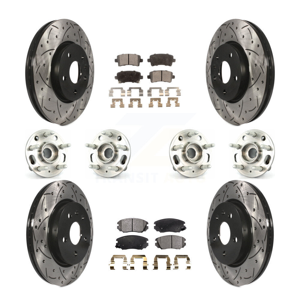 Hub Bearing Coated Brake Rotor & Pads Front Rear Kit (10Pc) For Chevrolet Malibu
