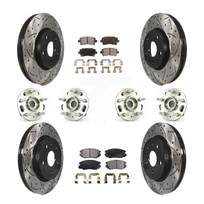 Hub Bearing Coated Brake Rotor & Pads Front Rear Kit (10Pc) For Chevrolet Malibu