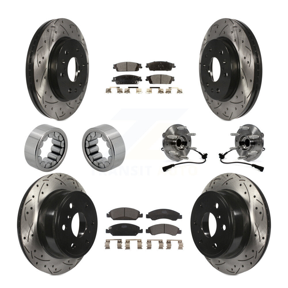 Hub Bearing Coat Brake Rotor Pads Shoe Front Rear Kit (10Pc) For GMC Sierra 1500