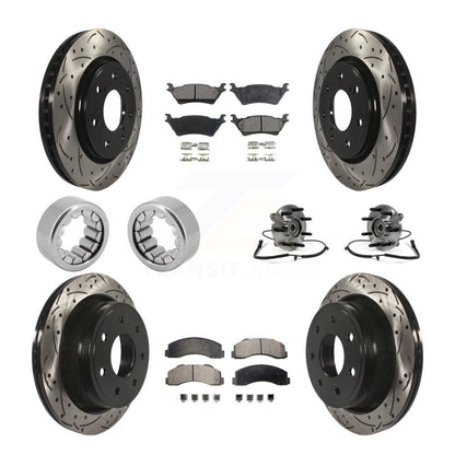 Hub Bearing Coated Brake Rotor Pad Shoe Front Rear Kit (10Pc) For Ford F-150 4WD