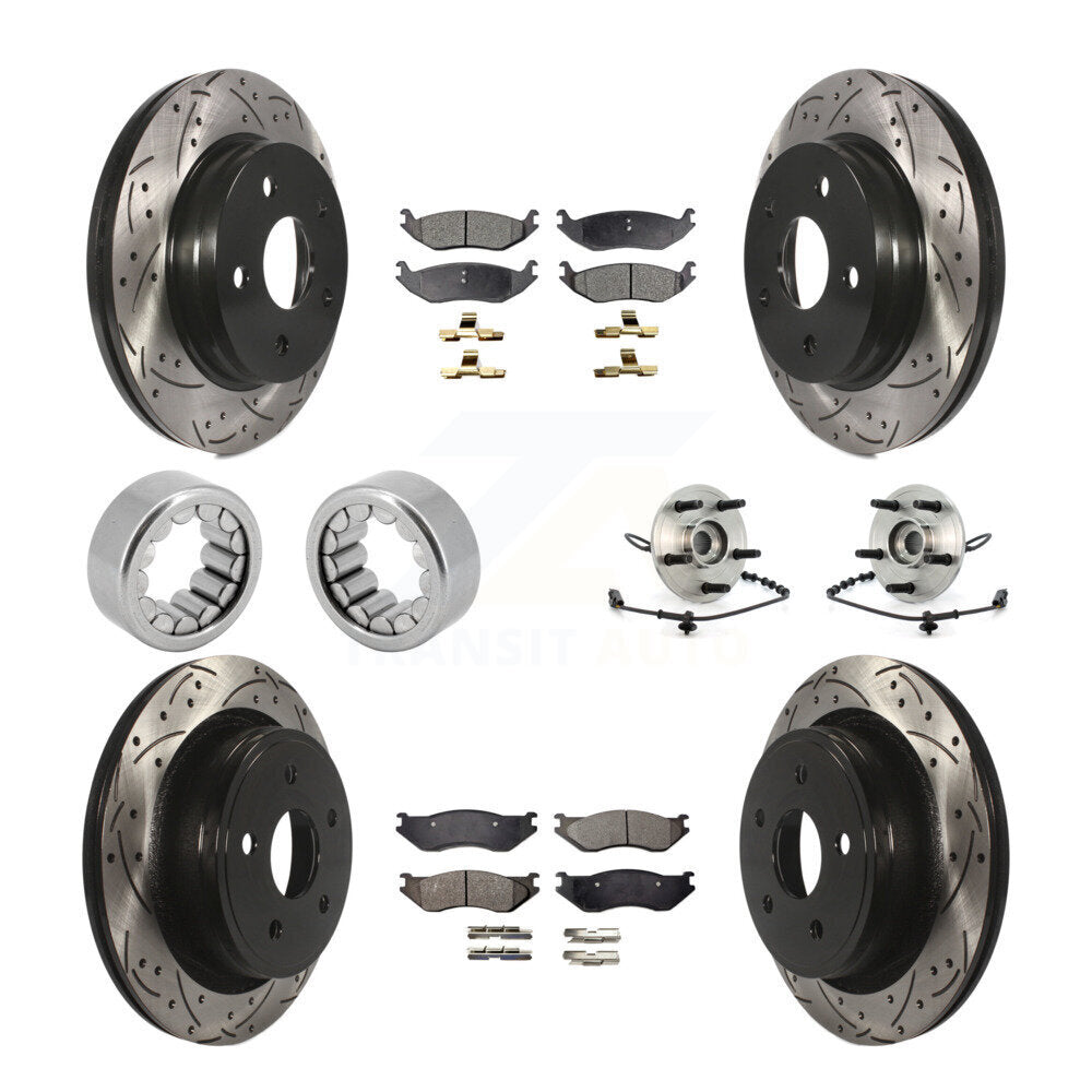 Hub Bearing Coated Brake Rotor Pad Shoe Front Rear Kit (10Pc) For Dodge Ram 1500