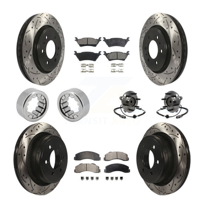 Hub Bearing Coated Brake Rotor Pad Shoe Front Rear Kit (10Pc) For Ford F-150 RWD