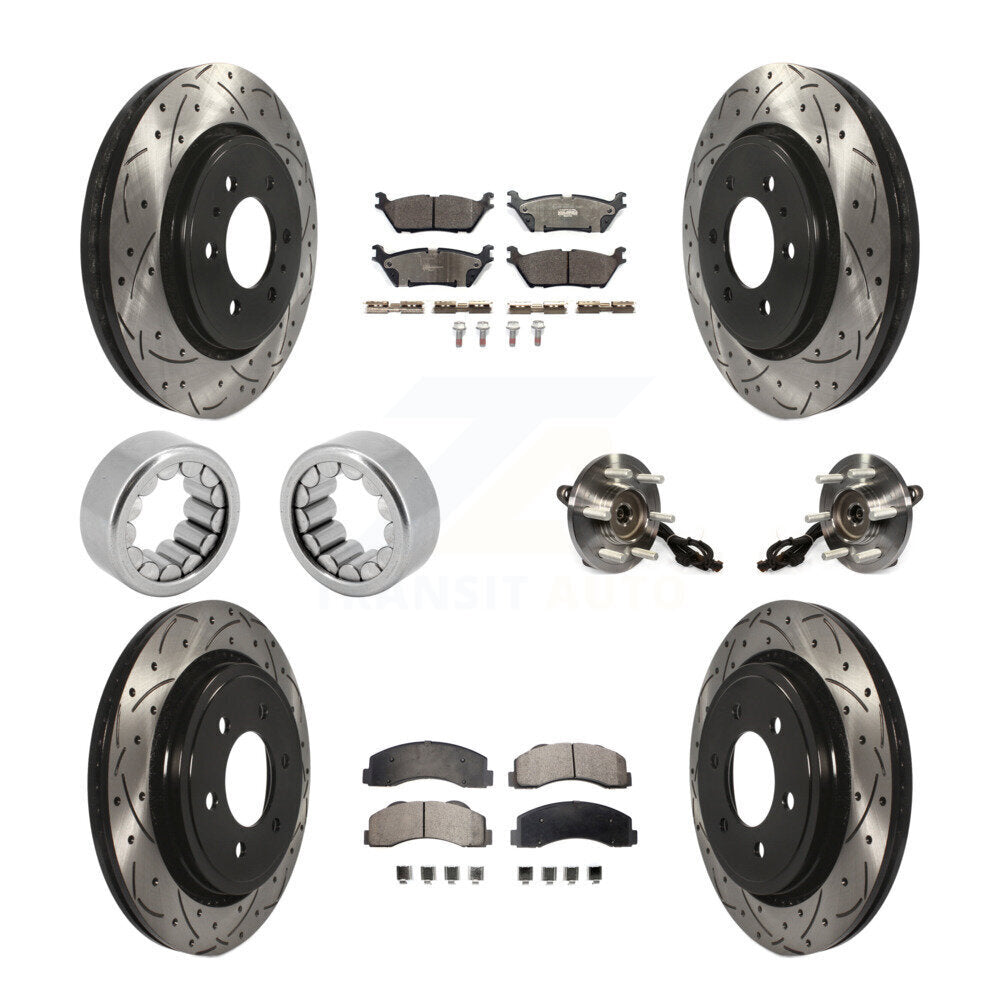 Hub Bearing Coated Brake Rotor And Pad Shoe Front Rear Kit (10Pc) For Ford F-150