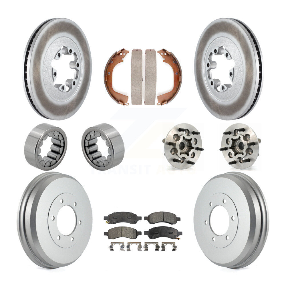 Hub Bearing Coated Brake Rotor Pads Shoe Front Rear Kit (10Pc) For Chevrolet GMC