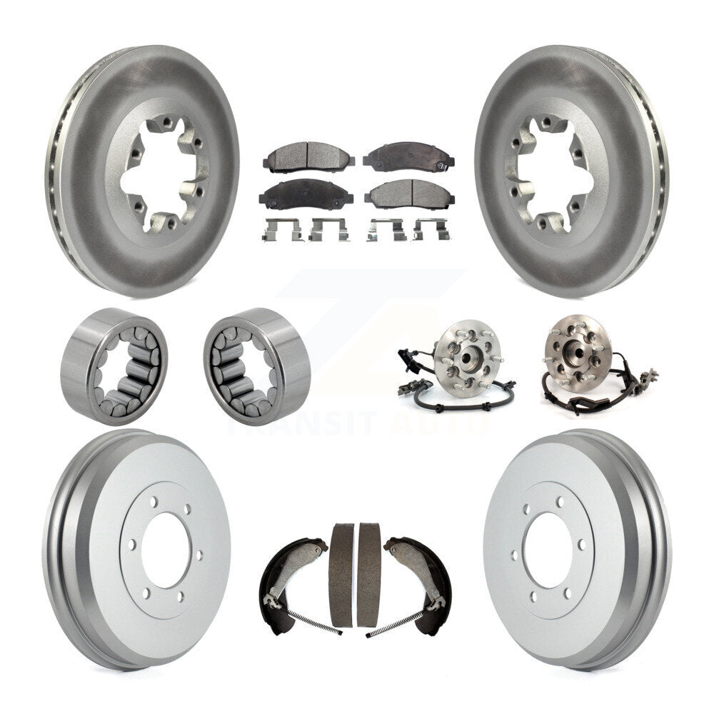 Hub Bearing Coated Brake Rotor Pads Shoe Front Rear Kit (10Pc) For Chevrolet GMC