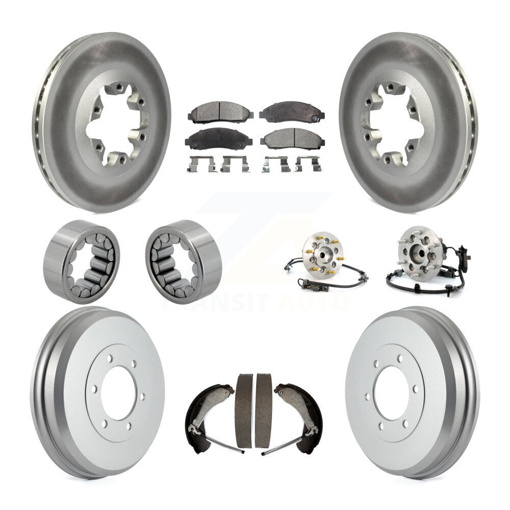 Hub Bearing Coated Brake Rotor Pads Shoe Front Rear Kit (10Pc) For Chevrolet GMC