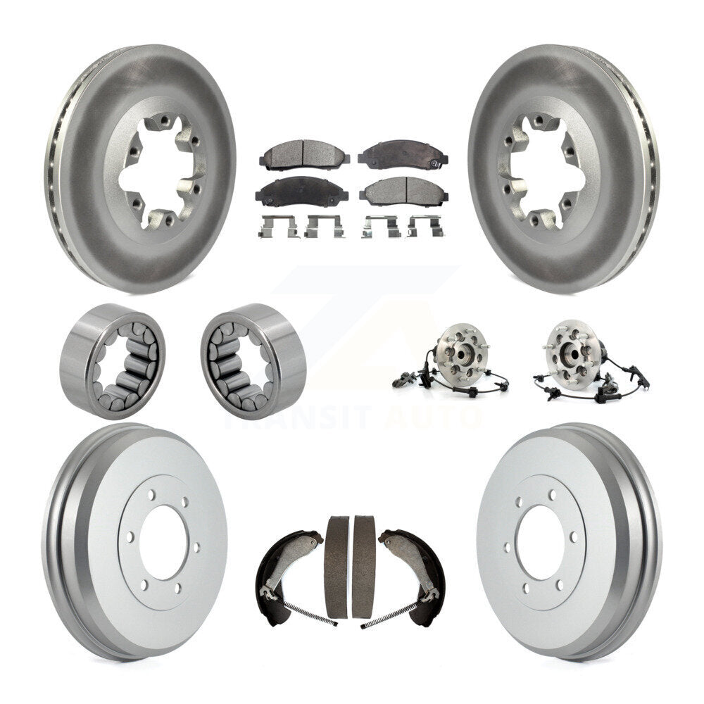 Hub Bearing Coated Brake Rotor Pads Shoe Front Rear Kit (10Pc) For Chevrolet GMC